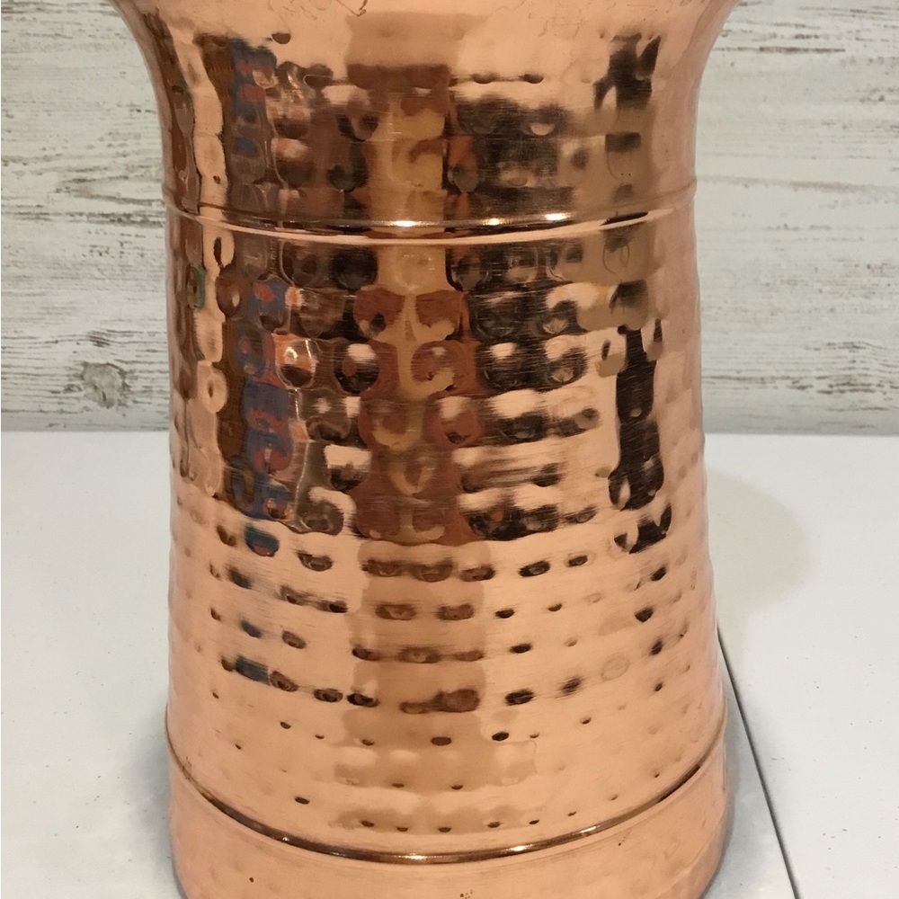 Vintage Hammered / Dimpled Copper Pitcher With Brass Handle Made In India - Picture 5 of 10